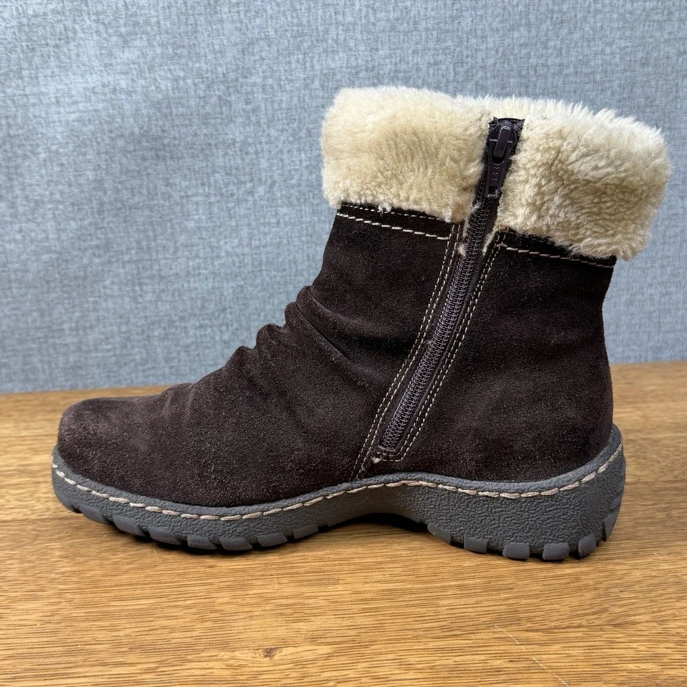 BareTraps Breesen Womens 7.5 Brown Suede Faux Fur Side Zip Slouchy Winter Boots